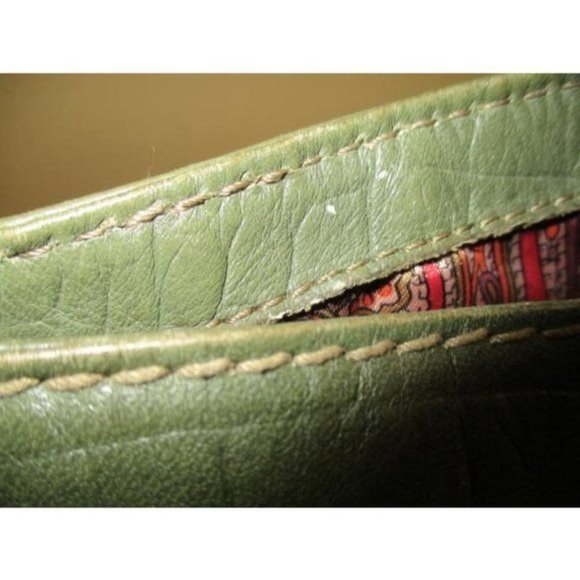 Tignanello Green Leather Croc Embossed Sectioned Tote Satchel - Picture 7 of 10